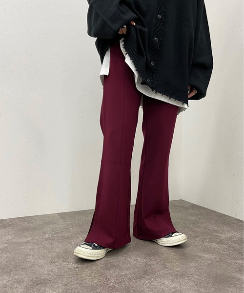 apres jour mignon(アプレジュールミニョン)の「センターシームフレアパンツ【ZOZOTOWN限定アイテム】(その他パンツ・レディース・ブラック/杢グレー/グリーン/ピンク/レッド/パープル/ダークグリーン/ボルドー・MEDIUM/SMALL/X-LARGE)」の8枚目の写真