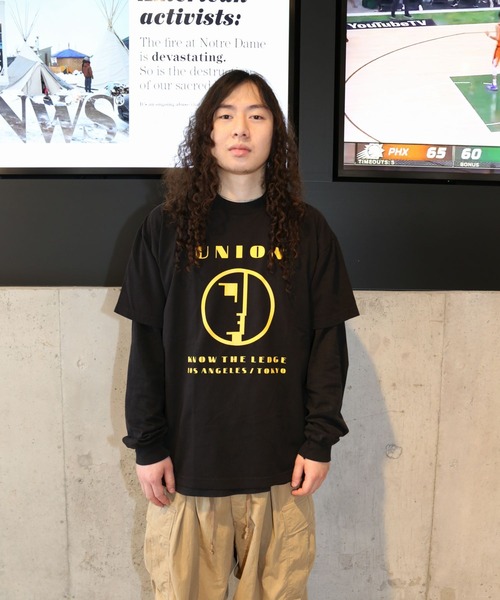 UNION(UNION TOKYO)(ユニオン)の「KTL TEE UNION ユニオン Tシャツ(Tシャツ/カットソー・メンズ・ホワイト×グリーン/グレー/ブラック×イエロー/ホワイト/ブルー/ホワイト×ピンク・SMALL/X-LARGE/LARGE/MEDIUM)」の4枚目の写真