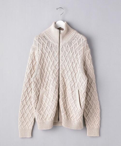 Camoshita（カモシタ）の「＜Camoshita（カモシタ）＞ ニット ブルゾン（ニット/セーター・メンズ・ベージュ/モカ・S/L/M）」の2枚目の写真