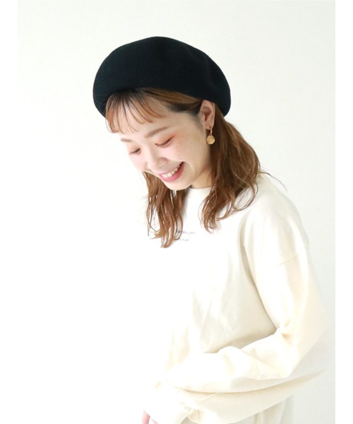 ehka sopo（エヘカソポ）の「バスクベレー（ハンチング/ベレー帽・レディース・ブラック/キャメル/ラベンダー・ﾌﾘ-）」の2枚目の写真