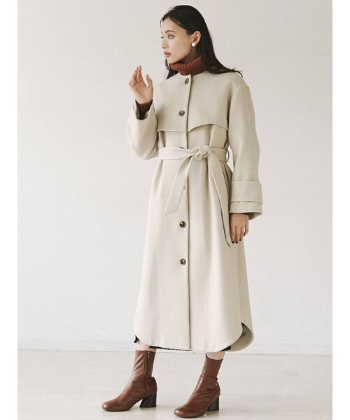 MURUA（ムルーア）の「ノーカラーレイヤードコート（ダウンジャケット/コート・レディース・アイボリー/ブラック/カーキ・1/2）」の20枚目の写真