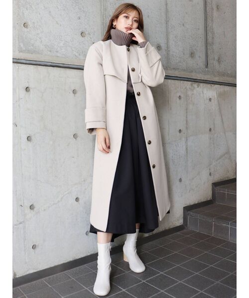 MURUA（ムルーア）の「ノーカラーレイヤードコート（ダウンジャケット/コート・レディース・アイボリー/ブラック/カーキ・1/2）」の16枚目の写真