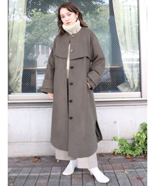 MURUA（ムルーア）の「ノーカラーレイヤードコート（ダウンジャケット/コート・レディース・アイボリー/ブラック/カーキ・1/2）」の18枚目の写真