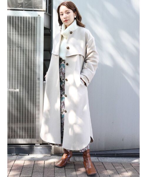 MURUA（ムルーア）の「ノーカラーレイヤードコート（ダウンジャケット/コート・レディース・アイボリー/ブラック/カーキ・1/2）」の14枚目の写真