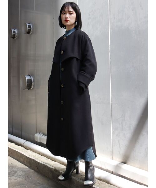 MURUA（ムルーア）の「ノーカラーレイヤードコート（ダウンジャケット/コート・レディース・アイボリー/ブラック/カーキ・1/2）」の19枚目の写真