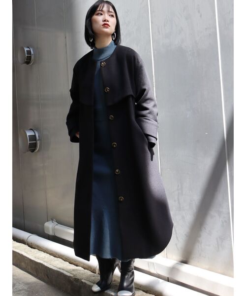 MURUA（ムルーア）の「ノーカラーレイヤードコート（ダウンジャケット/コート・レディース・アイボリー/ブラック/カーキ・1/2）」の12枚目の写真