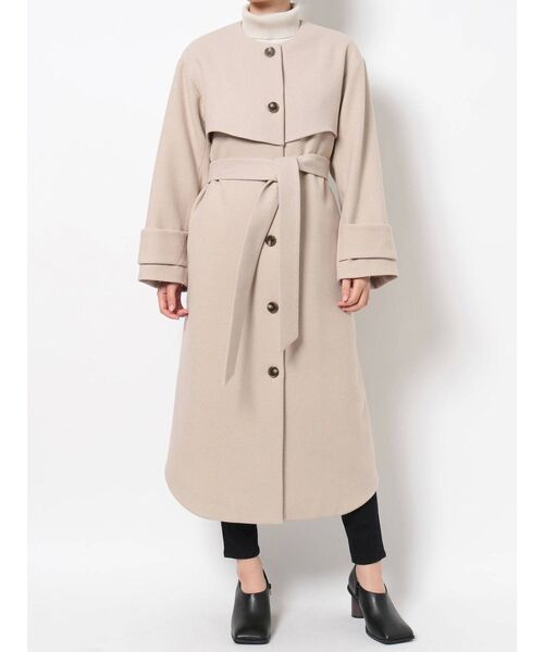 MURUA（ムルーア）の「ノーカラーレイヤードコート（ダウンジャケット/コート・レディース・アイボリー/ブラック/カーキ・1/2）」の9枚目の写真