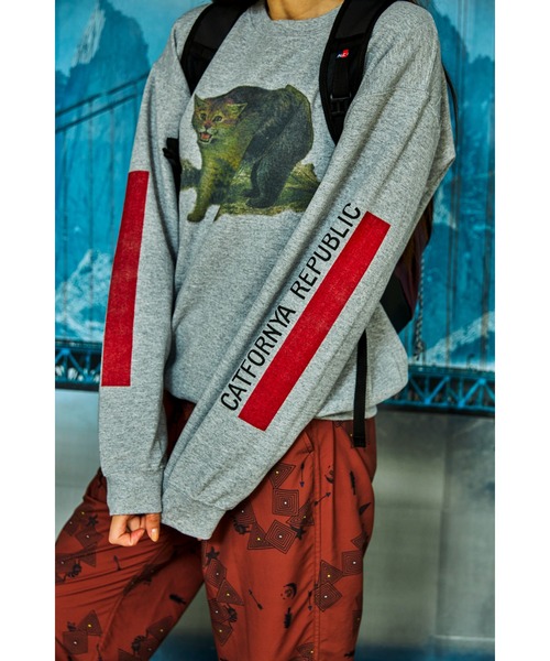 AlexanderLeeChang（アレキサンダーリーチャン）の「AlexanderLeeChang/アレキサンダーリーチャン CATFORNYA CREW クルーネックスウェット（スウェット・メンズ・グレー/オレンジ/ブラック・2/4/3）」の5枚目の写真