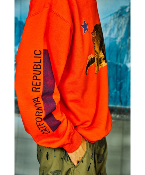 AlexanderLeeChang（アレキサンダーリーチャン）の「AlexanderLeeChang/アレキサンダーリーチャン CATFORNYA CREW クルーネックスウェット（スウェット・メンズ・グレー/オレンジ/ブラック・2/4/3）」の6枚目の写真