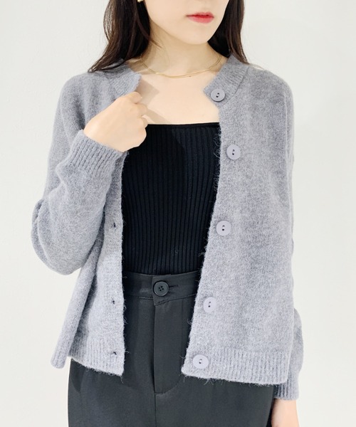 CLEA(クレア)の「ドロップショルダールーズニットカーディガン(カーディガン/ボレロ・レディース・アイボリー/チャコールグレー/ブラウン/グリーン・FREE)」の13枚目の写真