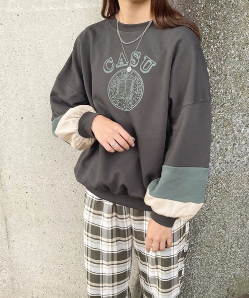 apres jour（アプレジュール）の「袖配色スウェット【ZOZOTOWN限定アイテム】（スウェット・レディース・その他/アイボリー/ブラック・フリー/X-LARGE）」の3枚目の写真