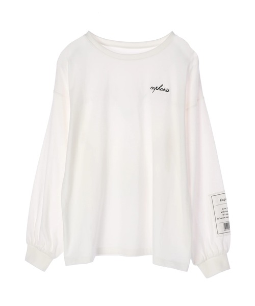 DURAS（デュラス）の「袖ボリュームバックプリントトップス（Tシャツ/カットソー・レディース・ホワイト/ブラック/ベージュ・FREE）」の11枚目の写真