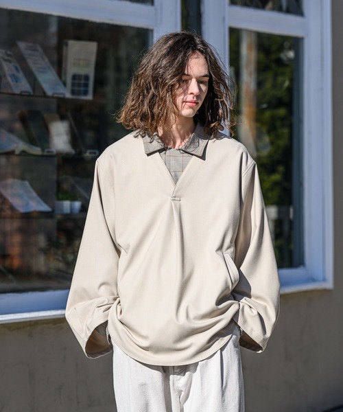 CASPER JOHN(キャスパージョン)の「Kersey tunic/カルゼチュニック(シャツ/ブラウス・メンズ・ホワイト/チャコールグレー/グレイッシュベージュ・SMALL/MEDIUM/LARGE)」の20枚目の写真