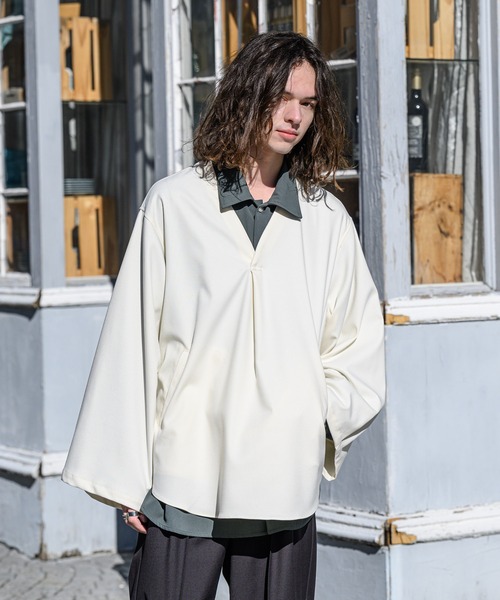 CASPER JOHN(キャスパージョン)の「Kersey tunic/カルゼチュニック(シャツ/ブラウス・メンズ・ホワイト/チャコールグレー/グレイッシュベージュ・SMALL/MEDIUM/LARGE)」の7枚目の写真