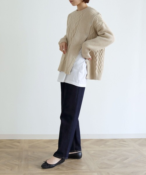 vingtrois（バントロア）の「【vingtrois】マルチwayケーブルニットプルオーバー（ニット/セーター・レディース・ライム/アイボリー/ブラック/グレイッシュベージュ・M）」の8枚目の写真