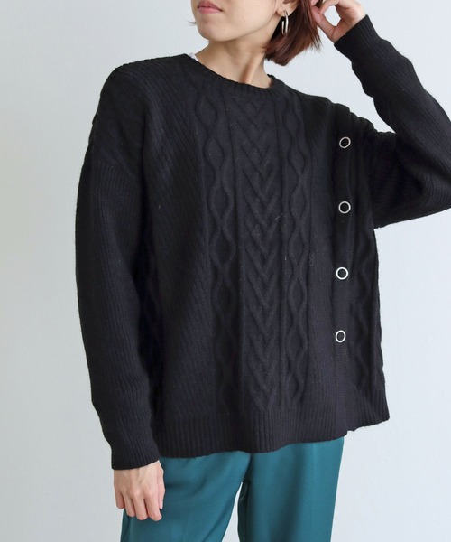 vingtrois（バントロア）の「【vingtrois】マルチwayケーブルニットプルオーバー（ニット/セーター・レディース・ライム/アイボリー/ブラック/グレイッシュベージュ・M）」の11枚目の写真