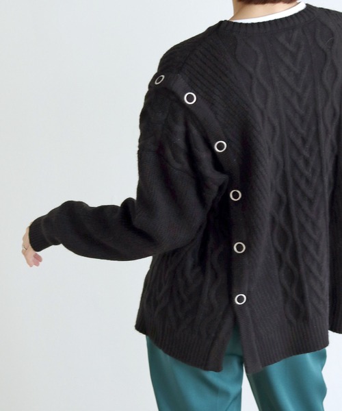 vingtrois（バントロア）の「【vingtrois】マルチwayケーブルニットプルオーバー（ニット/セーター・レディース・ライム/アイボリー/ブラック/グレイッシュベージュ・M）」の12枚目の写真