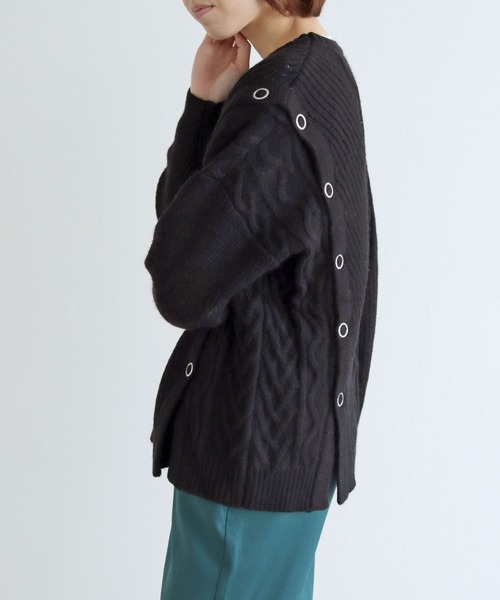 vingtrois（バントロア）の「【vingtrois】マルチwayケーブルニットプルオーバー（ニット/セーター・レディース・ライム/アイボリー/ブラック/グレイッシュベージュ・M）」の13枚目の写真