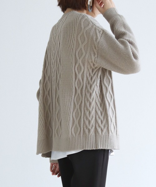 vingtrois（バントロア）の「【vingtrois】マルチwayケーブルニットプルオーバー（ニット/セーター・レディース・ライム/アイボリー/ブラック/グレイッシュベージュ・M）」の19枚目の写真