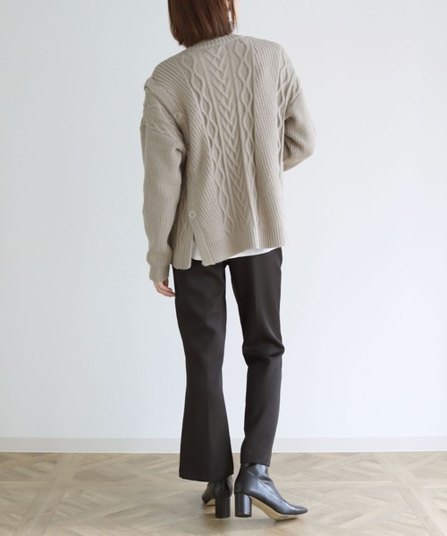 vingtrois（バントロア）の「【vingtrois】マルチwayケーブルニットプルオーバー（ニット/セーター・レディース・ライム/アイボリー/ブラック/グレイッシュベージュ・M）」の20枚目の写真