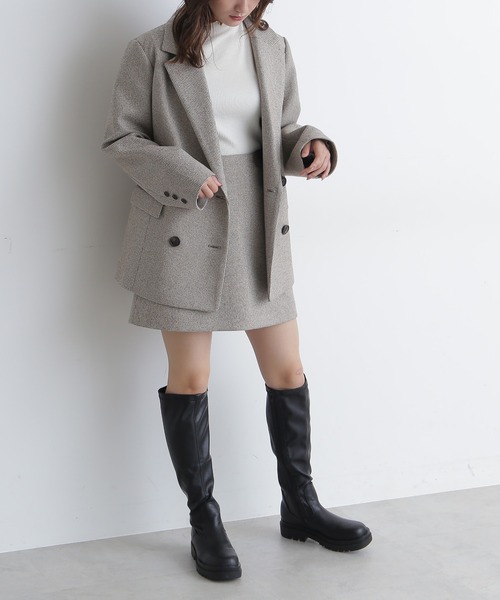 FREE'S MART（フリーズマート）の「【Sシリーズ対応】起毛チェック台形ミニスカート（スカート・レディース・ブラック系その他/ブラウン系その他・SMALL/MEDIUM）」の4枚目の写真