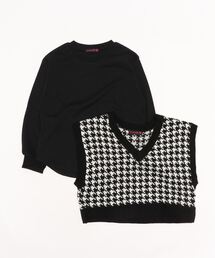 LOVETOXIC | 千鳥ベスト×Tシャツセット(アンサンブル)