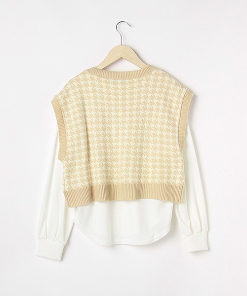 LOVETOXIC（ラブトキシック）の「千鳥ベスト×Tシャツセット（アンサンブル・キッズ・ベージュ/ライトグレー・SS/S/M/L）」の4枚目の写真