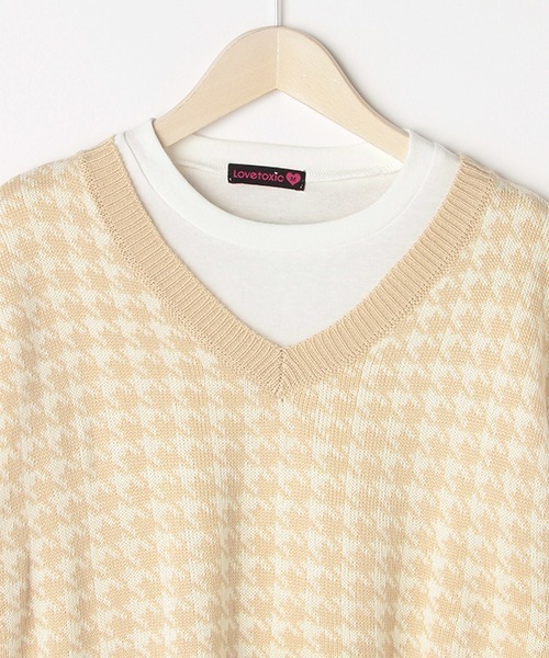 LOVETOXIC（ラブトキシック）の「千鳥ベスト×Tシャツセット（アンサンブル・キッズ・ベージュ/ライトグレー・SS/S/M/L）」の6枚目の写真