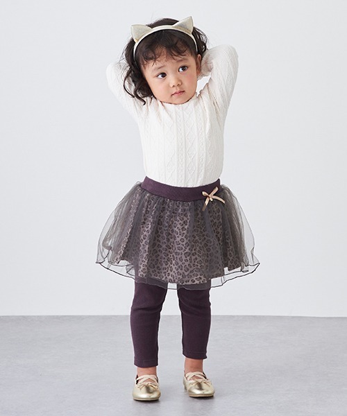 petit main（プティマイン）の「チュールつきレギンス（レギンス/スパッツ・キッズ・アイボリー/チャコール/ライトグレー/ライトピンク/グレー/オフホワイト・100cm/130cm/90cm/110cm/120cm/80ｃｍ）」の5枚目の写真