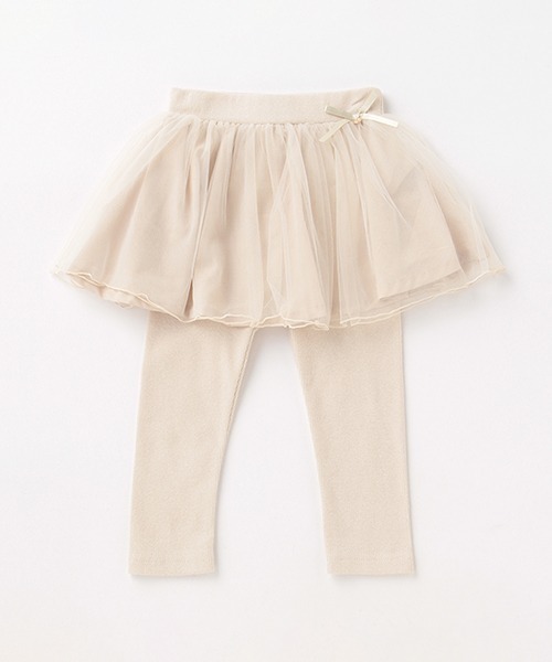 petit main（プティマイン）の「チュールつきレギンス（レギンス/スパッツ・キッズ・アイボリー/チャコール/ライトグレー/ライトピンク/グレー/オフホワイト・100cm/130cm/90cm/110cm/120cm/80ｃｍ）」の3枚目の写真