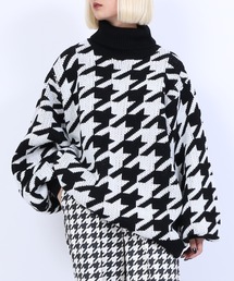 PUNYUS | 千鳥柄タートルネックオーバーニット(ニット/セーター)