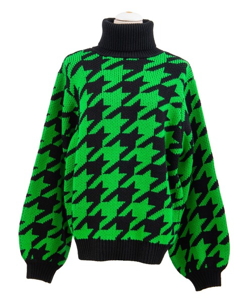 PUNYUS（プニュズ）の「千鳥柄タートルネックオーバーニット（ニット/セーター・レディース・ホワイト/オレンジ/グリーン・4/3）」の12枚目の写真