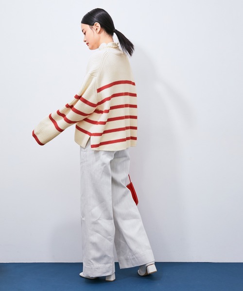 ADAM ET ROPE'（アダムエロペ）の「タートルボーダーニットプルオーバー（ニット/セーター・レディース・ブラック系その他/レッド系その他・FREE）」の6枚目の写真