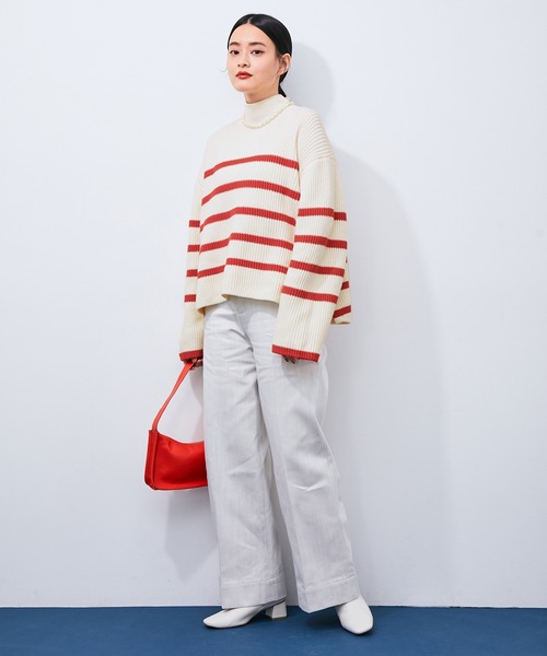 ADAM ET ROPE'（アダムエロペ）の「タートルボーダーニットプルオーバー（ニット/セーター・レディース・ブラック系その他/レッド系その他・FREE）」の16枚目の写真