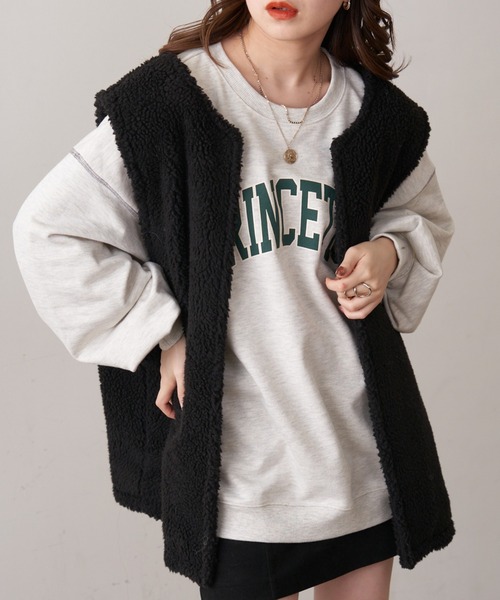 Chico（チコ）の「ルーズロゴステッチスウェット（スウェット・レディース・ライトグレー/ネイビー/アイボリー/オートミール・FREE）」の3枚目の写真