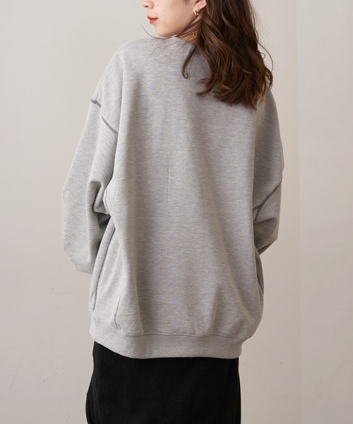 Chico（チコ）の「ルーズロゴステッチスウェット（スウェット・レディース・ライトグレー/ネイビー/アイボリー/オートミール・FREE）」の12枚目の写真