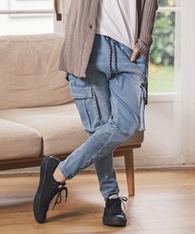 mp9710- Stretch Denim Tapered Skinny Rib Cargo Pants カーゴパンツ