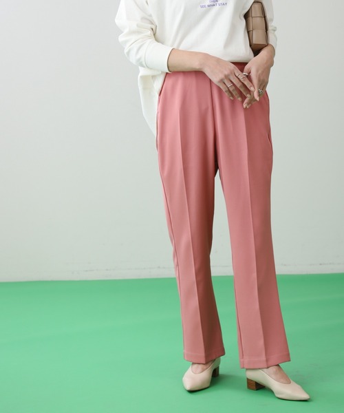 frames RAY CASSIN（フレームスレイカズン）の「WEB限定 センタープレスストレートパンツ セットアップ着用可（スラックス・レディース・ピンク/ブラック/イエロー×グリーン・FREE）」の6枚目の写真