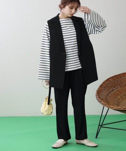 frames RAY CASSIN（フレームスレイカズン）の「WEB限定 センタープレスストレートパンツ セットアップ着用可（スラックス・レディース・ピンク/ブラック/イエロー×グリーン・FREE）」の10枚目の写真