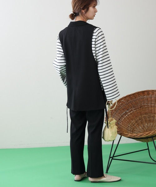 frames RAY CASSIN（フレームスレイカズン）の「WEB限定 センタープレスストレートパンツ セットアップ着用可（スラックス・レディース・ピンク/ブラック/イエロー×グリーン・FREE）」の11枚目の写真