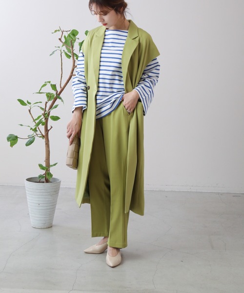 frames RAY CASSIN（フレームスレイカズン）の「WEB限定 センタープレスストレートパンツ セットアップ着用可（スラックス・レディース・ピンク/ブラック/イエロー×グリーン・FREE）」の15枚目の写真