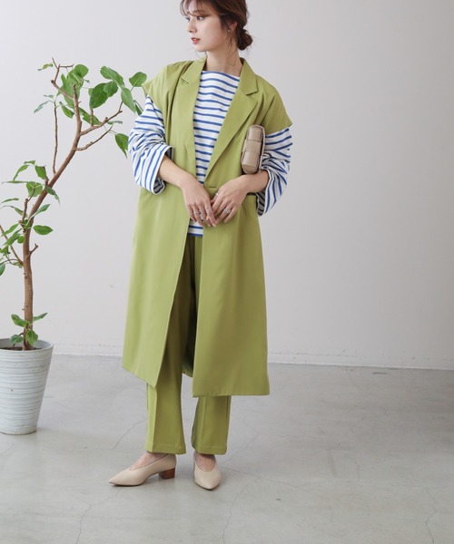 frames RAY CASSIN（フレームスレイカズン）の「WEB限定 センタープレスストレートパンツ セットアップ着用可（スラックス・レディース・ピンク/ブラック/イエロー×グリーン・FREE）」の17枚目の写真