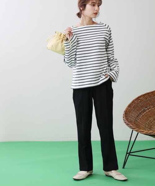 frames RAY CASSIN（フレームスレイカズン）の「WEB限定 センタープレスストレートパンツ セットアップ着用可（スラックス・レディース・ピンク/ブラック/イエロー×グリーン・FREE）」の8枚目の写真