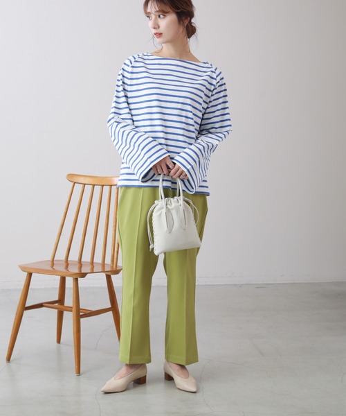 frames RAY CASSIN（フレームスレイカズン）の「WEB限定 センタープレスストレートパンツ セットアップ着用可（スラックス・レディース・ピンク/ブラック/イエロー×グリーン・FREE）」の14枚目の写真