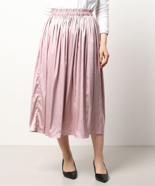Te chichi(テチチ)の「サテンギャザースカート(スカート・レディース・ピンク/チャコール・フリ-)」の6枚目の写真