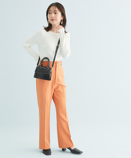 VIS(ビス)の「ボーダー/無地スクエアネック金釦付きリブニット(ニット/セーター・レディース・ホワイト/ネイビー/グリーン/ホワイト系その他/ピンク系その他2・FREE)」の10枚目の写真