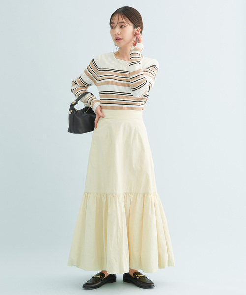 VIS(ビス)の「ボーダー/無地スクエアネック金釦付きリブニット(ニット/セーター・レディース・ホワイト/ネイビー/グリーン/ホワイト系その他/ピンク系その他2・FREE)」の17枚目の写真