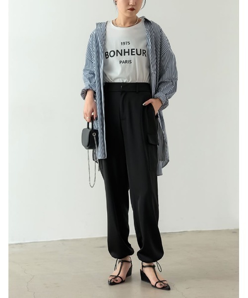 Re:EDIT（リエディ）の「[神山まりあさん着用]オーバーサイズシャツチュニック（シャツ/ブラウス・レディース・ブラック/ブルー/ホワイト/ストライプ・SMALL/MEDIUM/LARGE）」の20枚目の写真