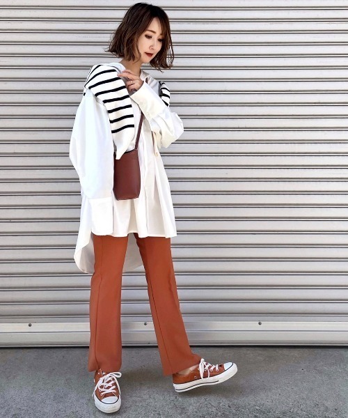 Re:EDIT（リエディ）の「[神山まりあさん着用]オーバーサイズシャツチュニック（シャツ/ブラウス・レディース・ブラック/ブルー/ホワイト/ストライプ・SMALL/MEDIUM/LARGE）」の9枚目の写真