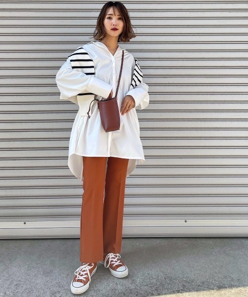 Re:EDIT（リエディ）の「[神山まりあさん着用]オーバーサイズシャツチュニック（シャツ/ブラウス・レディース・ブラック/ブルー/ホワイト/ストライプ・SMALL/MEDIUM/LARGE）」の10枚目の写真